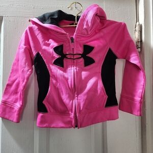 Under Armour 2T Pink and Black Zip-Up Hoodie